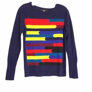 Mossimo Navy Geometric Multicolored Sweater Sz M